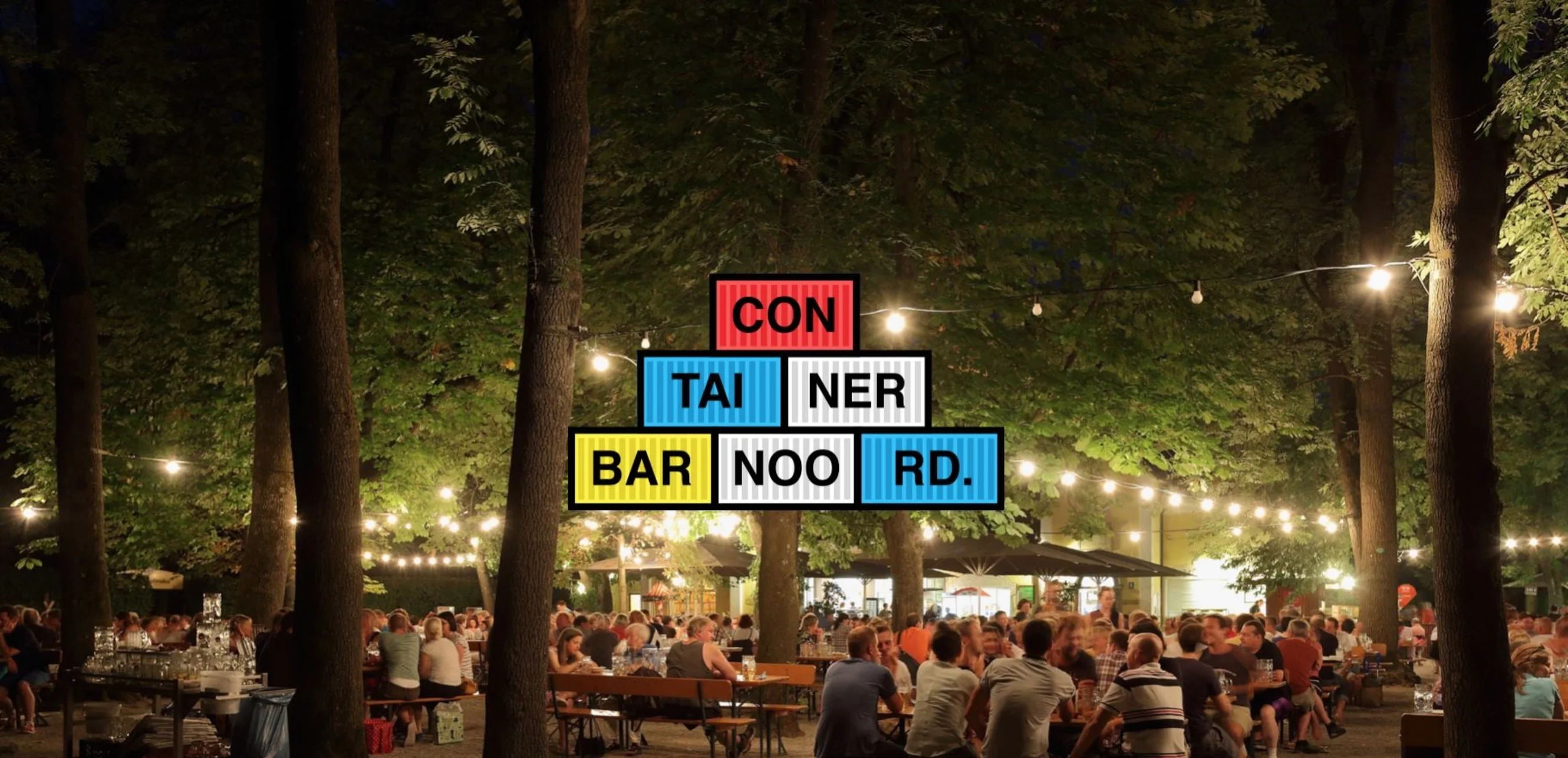 Tijdelijke bar van zeecontainers op het Noordplein met Containerbar Noord